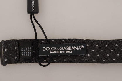 Dolce & Gabbana Gray Polka Dot 100% Silk Neck Papillon Tie - Designed by Dolce & Gabbana Available to Buy at a Discounted Price on Moon Behind The Hill Online Designer Discount Store
