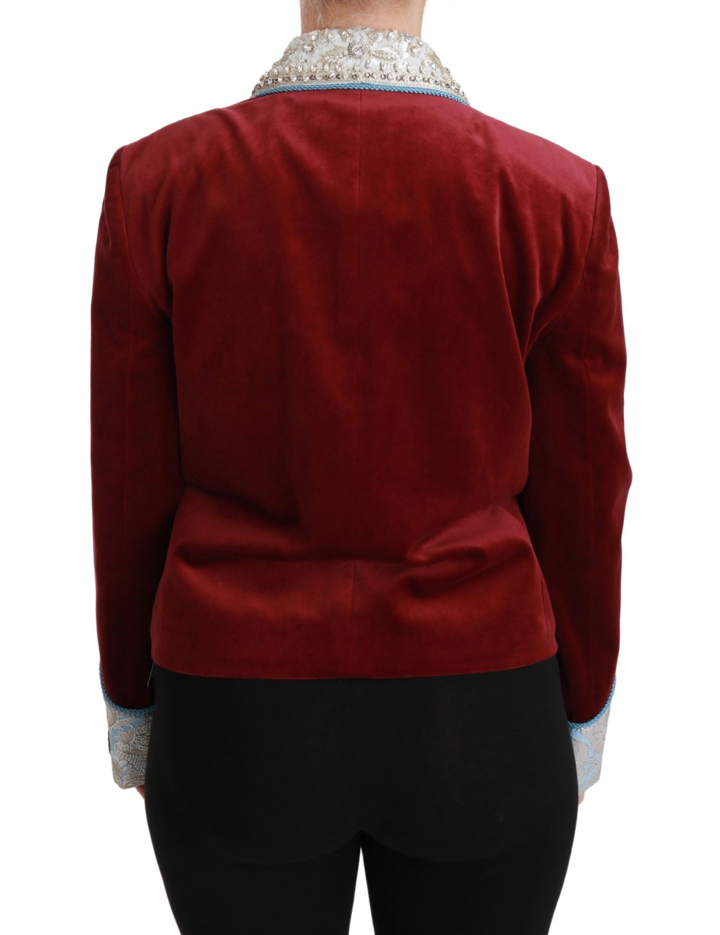 Red Velvet Baroque Crystal Blazer Jacket