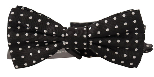 Dolce & Gabbana Black White Polka Dot 100% Silk Neck Papillon Bow Tie - Designed by Dolce & Gabbana Available to Buy at a Discounted Price on Moon Behind The Hill Online Designer Discount Sto