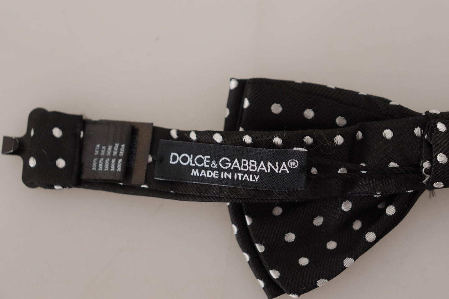 Dolce & Gabbana Black White Polka Dot 100% Silk Neck Papillon Bow Tie - Designed by Dolce & Gabbana Available to Buy at a Discounted Price on Moon Behind The Hill Online Designer Discount Sto