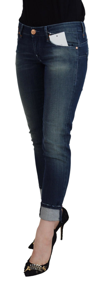 Acht Blue Cotton Slim Fit Women Casual Denim Jeans - Designed by Acht Available to Buy at a Discounted Price on Moon Behind The Hill Online Designer Discount Store