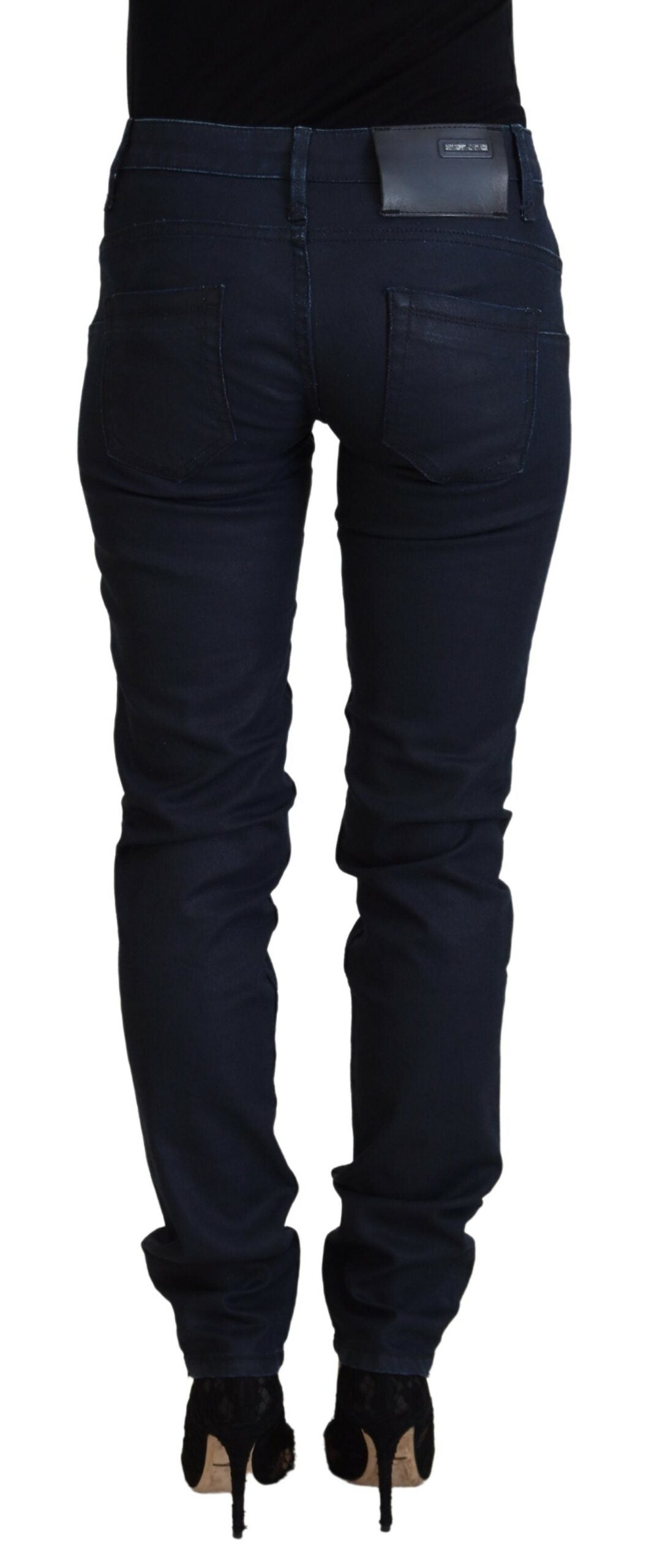 Acht Blue Cotton Low Waist Slim Fit Women Casual Denim Jeans - Designed by Acht Available to Buy at a Discounted Price on Moon Behind The Hill Online Designer Discount Store