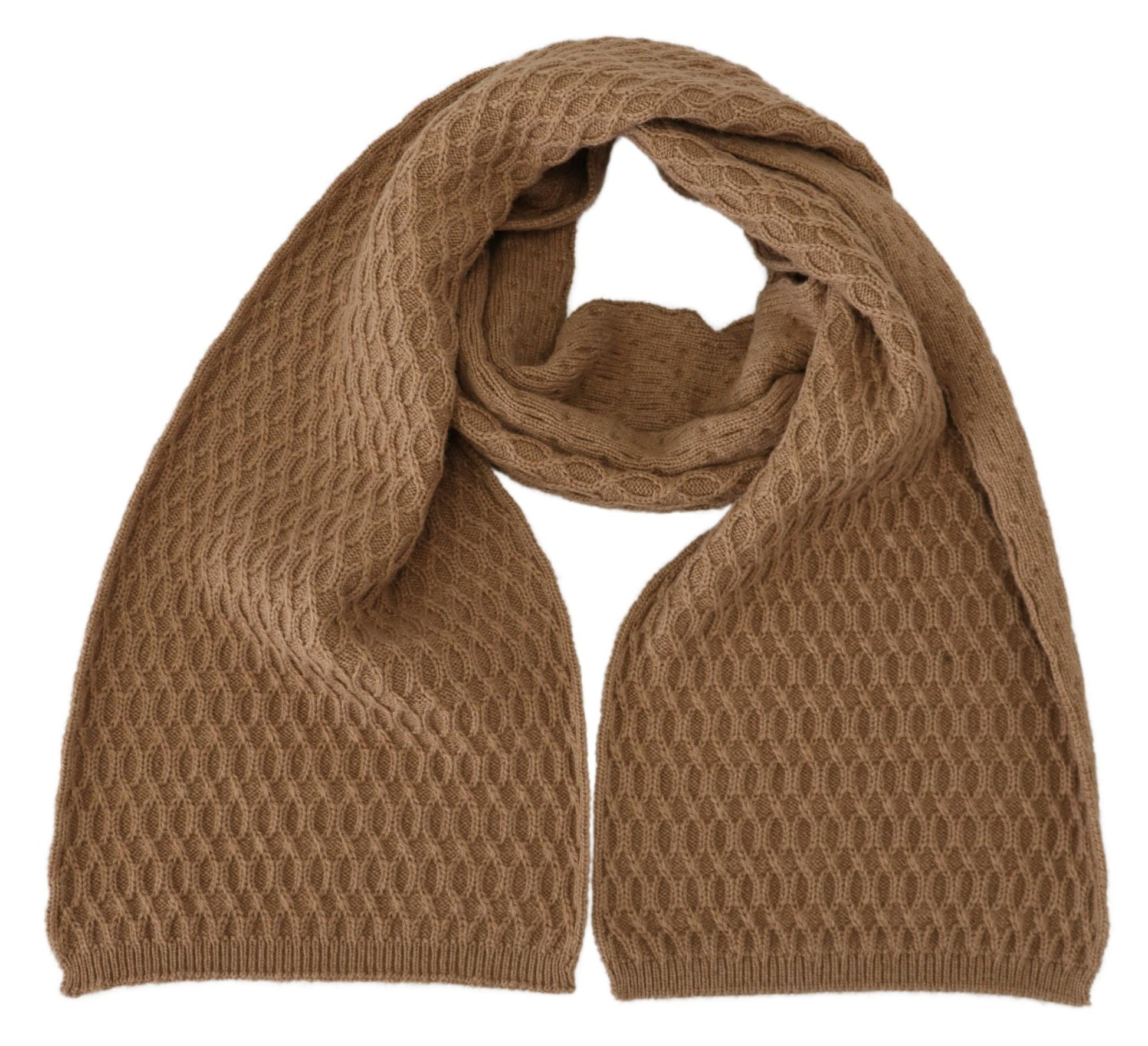 Dolce & Gabbana Dark Brown Wrap Shawl Knitted Camel Scarf - Designed by Dolce & Gabbana Available to Buy at a Discounted Price on Moon Behind The Hill Online Designer Discount Store