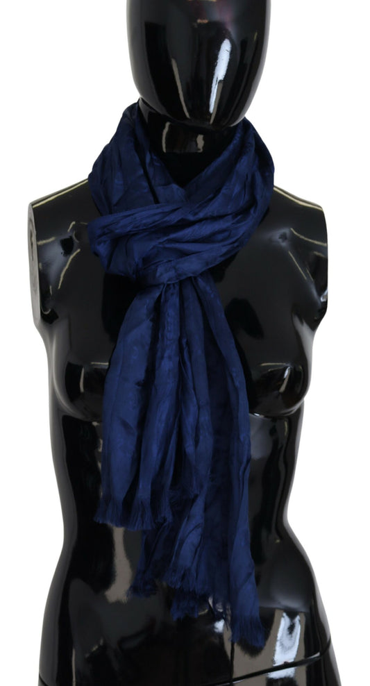 Costume National Blue Silk Shawl Foulard Fringes Scarf - Designed by Costume National Available to Buy at a Discounted Price on Moon Behind The Hill Online Designer Discount Store