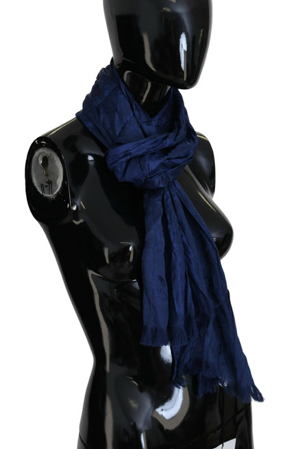 Costume National Blue Silk Shawl Foulard Fringes Scarf - Designed by Costume National Available to Buy at a Discounted Price on Moon Behind The Hill Online Designer Discount Store