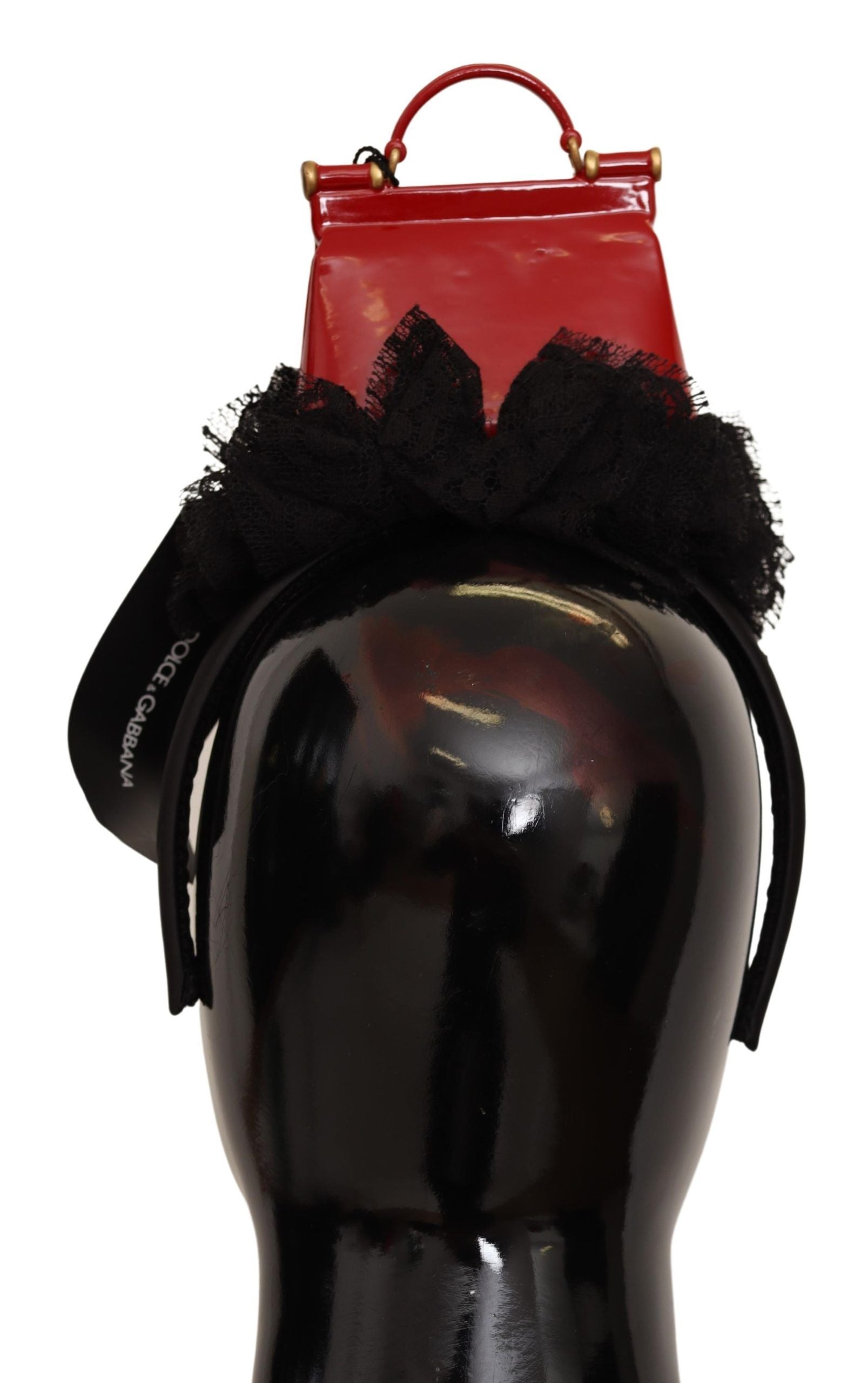 Black Cotton Red Hat Sicily Bag Headband Diadem - Designed by Dolce & Gabbana Available to Buy at a Discounted Price on Moon Behind The Hill Online Designer Discount Store