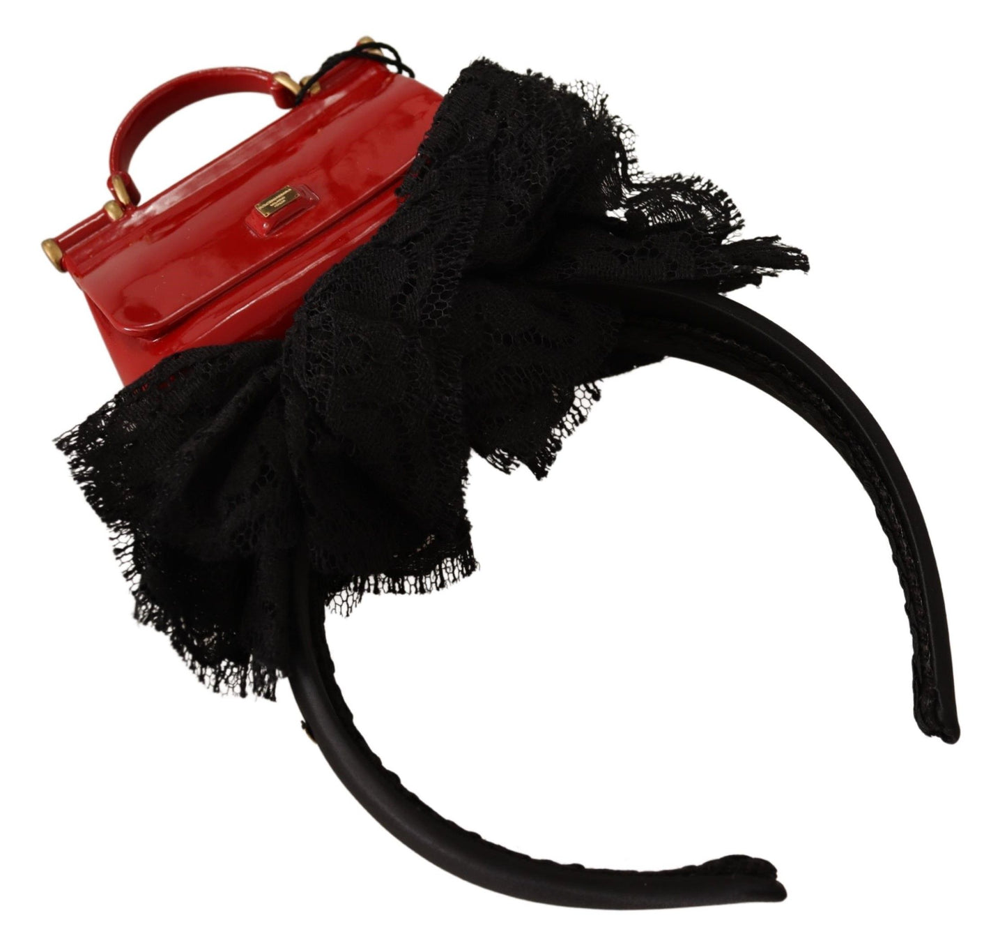 Black Cotton Red Hat Sicily Bag Headband Diadem - Designed by Dolce & Gabbana Available to Buy at a Discounted Price on Moon Behind The Hill Online Designer Discount Store
