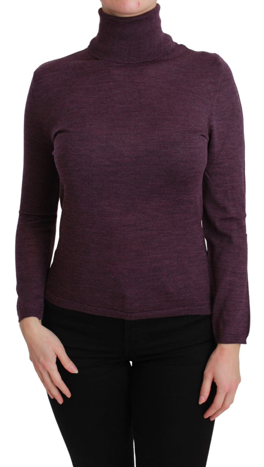 Byblos Women's Purple Turtleneck Long Sleeve Pullover Top Wool Sweater - Designed by BYBLOS Available to Buy at a Discounted Price on Moon Behind The Hill Online Designer Discount Store