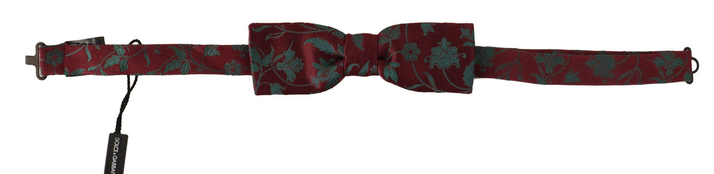 Dolce & Gabbana Maroon Pattern Adjustable Neck Papillon Bow Tie - Designed by Dolce & Gabbana Available to Buy at a Discounted Price on Moon Behind The Hill Online Designer Discount Store