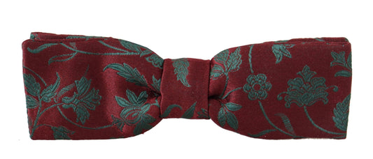 Dolce & Gabbana Maroon Pattern Adjustable Neck Papillon Bow Tie - Designed by Dolce & Gabbana Available to Buy at a Discounted Price on Moon Behind The Hill Online Designer Discount Store