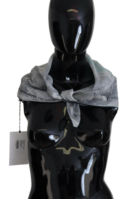 Costume National Gray Print Shawl Foulard Branded Scarf - Designed by Costume National Available to Buy at a Discounted Price on Moon Behind The Hill Online Designer Discount Store