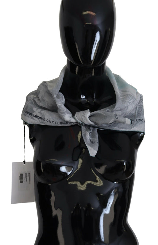 Costume National Gray Print Shawl Foulard Branded Scarf - Designed by Costume National Available to Buy at a Discounted Price on Moon Behind The Hill Online Designer Discount Store