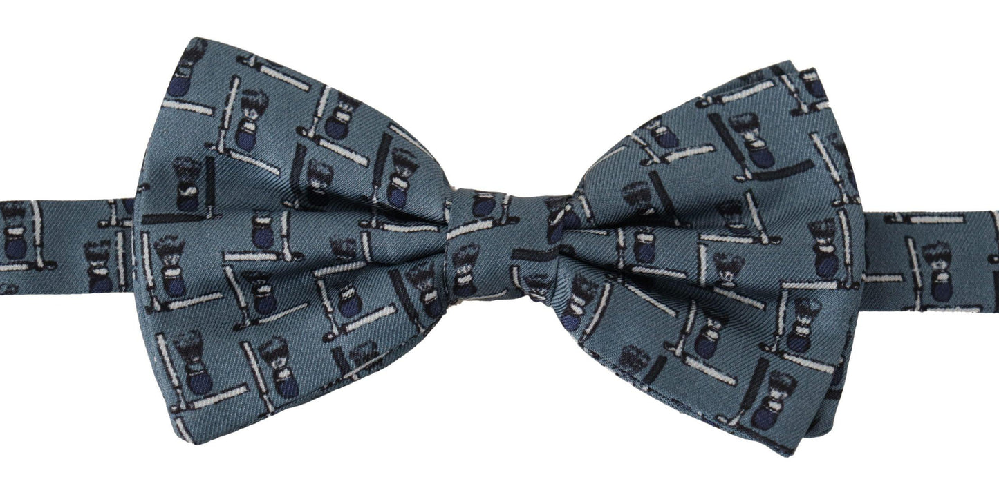 Dolce & Gabbana Blue 100% Silk Adjustable Neck Papillon Bow Tie - Designed by Dolce & Gabbana Available to Buy at a Discounted Price on Moon Behind The Hill Online Designer Discount Store