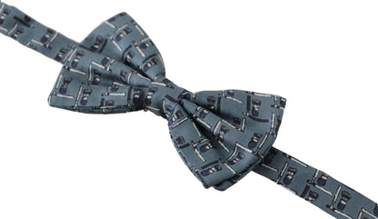 Dolce & Gabbana Blue 100% Silk Adjustable Neck Papillon Bow Tie - Designed by Dolce & Gabbana Available to Buy at a Discounted Price on Moon Behind The Hill Online Designer Discount Store