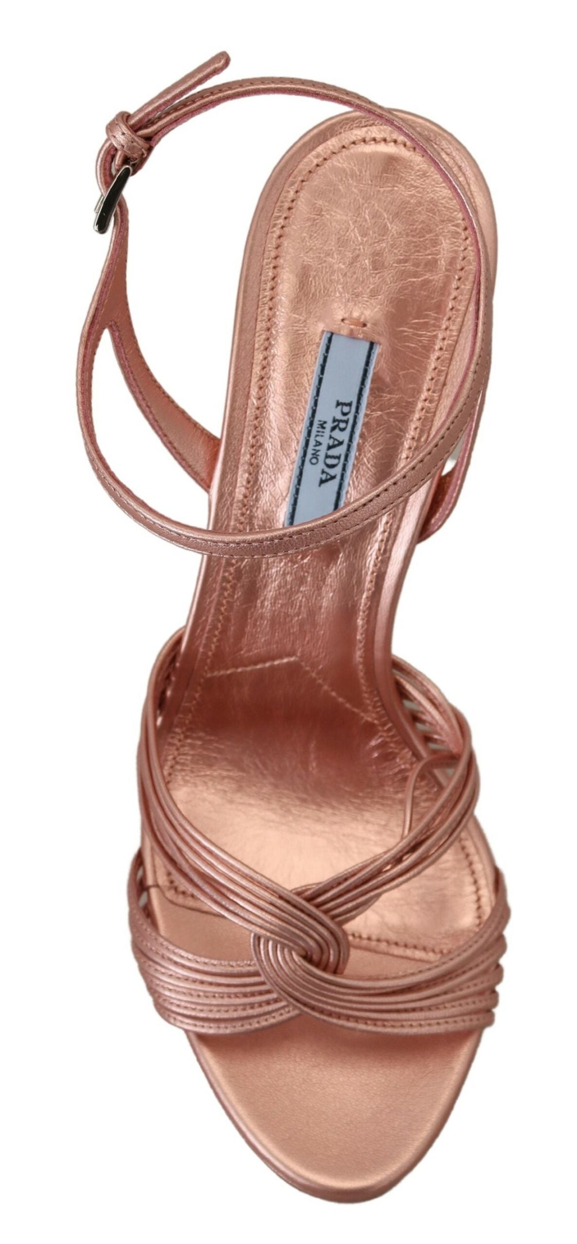 Prada Ankle Strap Heels Stiletto Sandals Leather