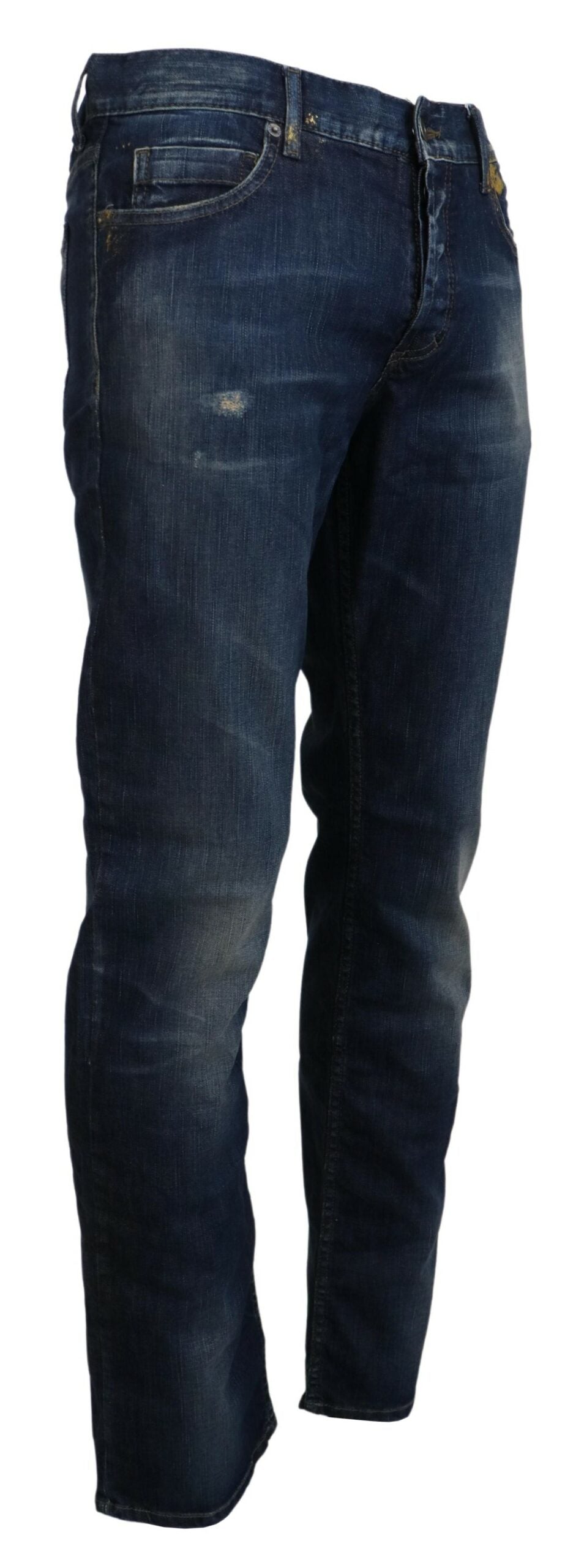 Exte Blue Washed Cotton Straight Fit Men Casual Denim Jeans - Designed by Exte Available to Buy at a Discounted Price on Moon Behind The Hill Online Designer Discount Store