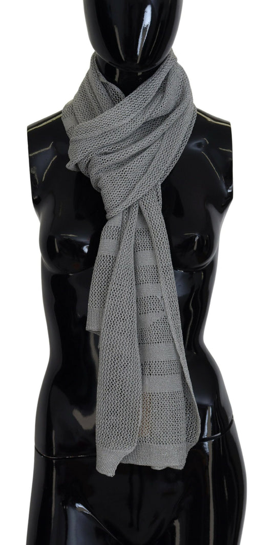 John Galliano Gray Logo Knitted Neck Wrap Shawl Foulard Scarf - Designed by John Galliano Available to Buy at a Discounted Price on Moon Behind The Hill Online Designer Discount Store