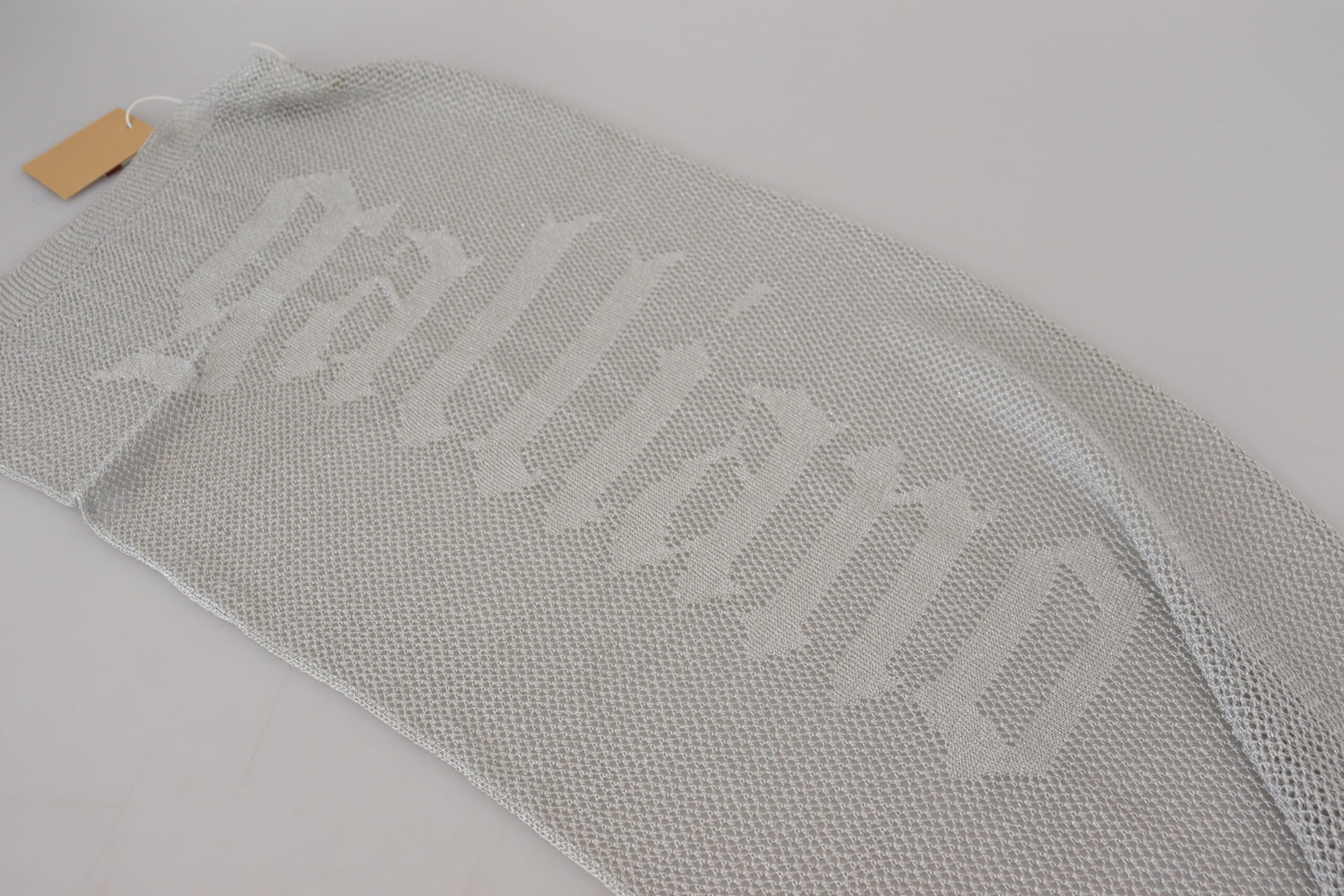 John Galliano Gray Logo Knitted Neck Wrap Shawl Foulard Scarf - Designed by John Galliano Available to Buy at a Discounted Price on Moon Behind The Hill Online Designer Discount Store