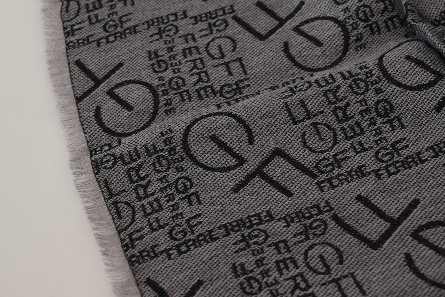 GF Ferre Grey Wool Logo Print Wrap Warmer Shawl Scarf - Designed by GF Ferre Available to Buy at a Discounted Price on Moon Behind The Hill Online Designer Discount Store