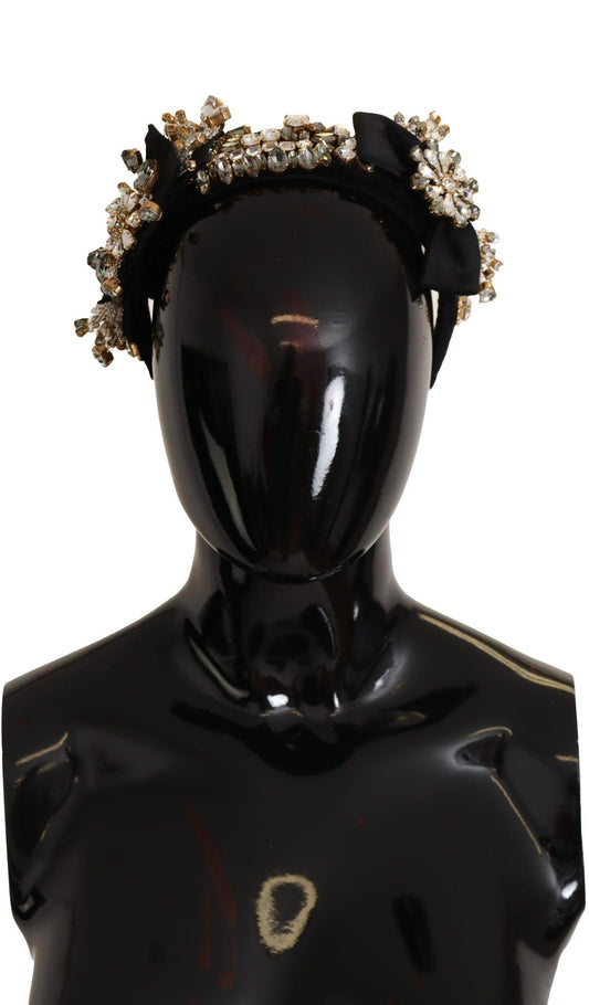 Clear Crystal Embellished Silk Fiocco Diadem Headband - Designed by Dolce & Gabbana Available to Buy at a Discounted Price on Moon Behind The Hill Online Designer Discount Store