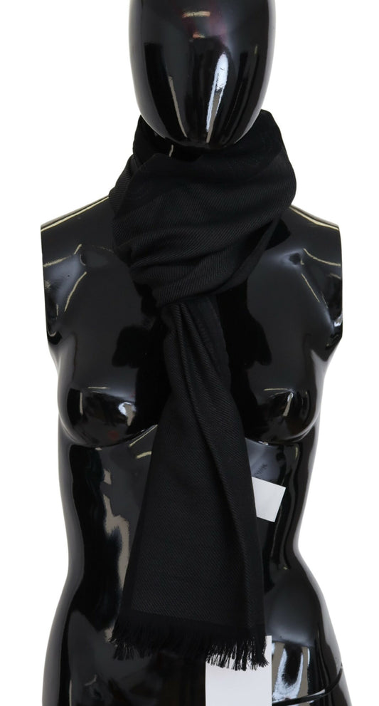 Costume National Black Wool Shawl Foulard Fringes Scarf - Designed by Costume National Available to Buy at a Discounted Price on Moon Behind The Hill Online Designer Discount Store