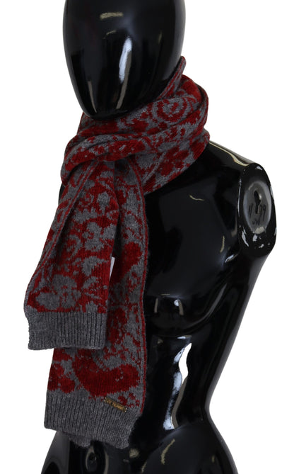 GF Ferre Red Grey Knitted Wrap Warmer Womens Shawl Scarf - Designed by GF Ferre Available to Buy at a Discounted Price on Moon Behind The Hill Online Designer Discount Store