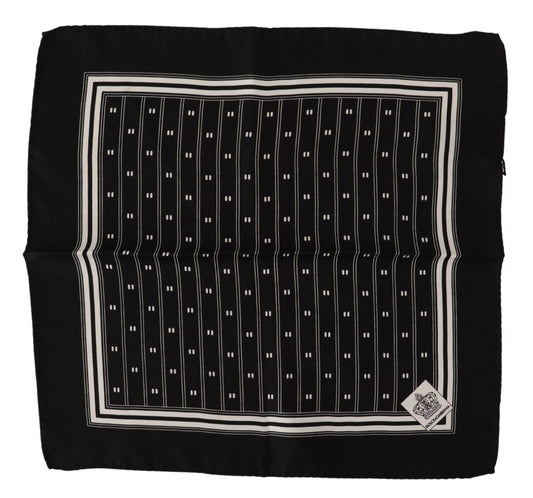 Dolce & Gabbana Black Patterned Silk Square Handkerchief Scarf - Designed by Dolce & Gabbana Available to Buy at a Discounted Price on Moon Behind The Hill Online Designer Discount Store