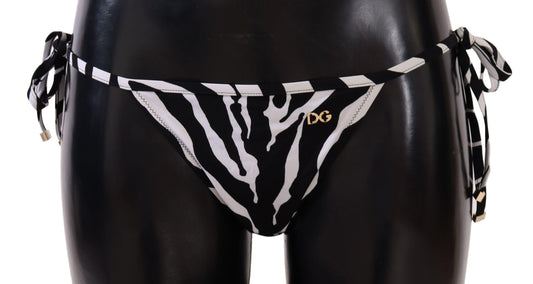 Black White Zebra Swimsuit Bikini Bottom Swimwear - Designed by Dolce & Gabbana Available to Buy at a Discounted Price on Moon Behind The Hill Online Designer Discount Store
