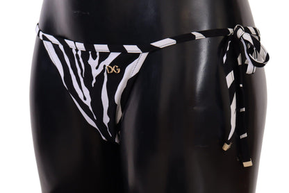 Black White Zebra Swimsuit Bikini Bottom Swimwear - Designed by Dolce & Gabbana Available to Buy at a Discounted Price on Moon Behind The Hill Online Designer Discount Store