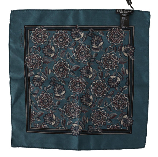 Blue Floral Silk Square Handkerchief Scarf - Designed by Dolce & Gabbana Available to Buy at a Discounted Price on Moon Behind The Hill Online Designer Discount Store