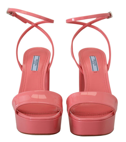 Prada Pink Patent Sandals Ankle Strap Heels Sandal