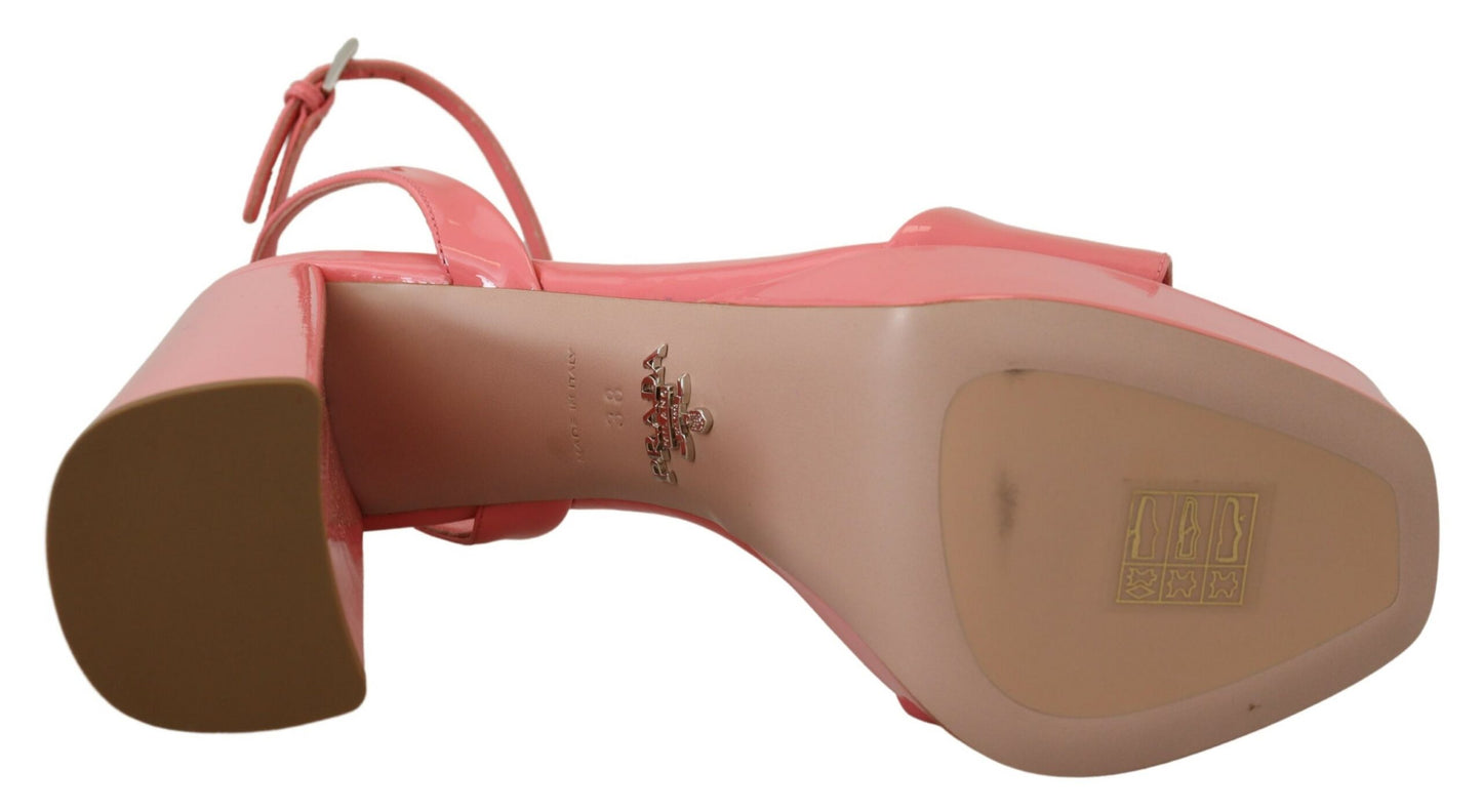 Prada Pink Patent Sandals Ankle Strap Heels Sandal