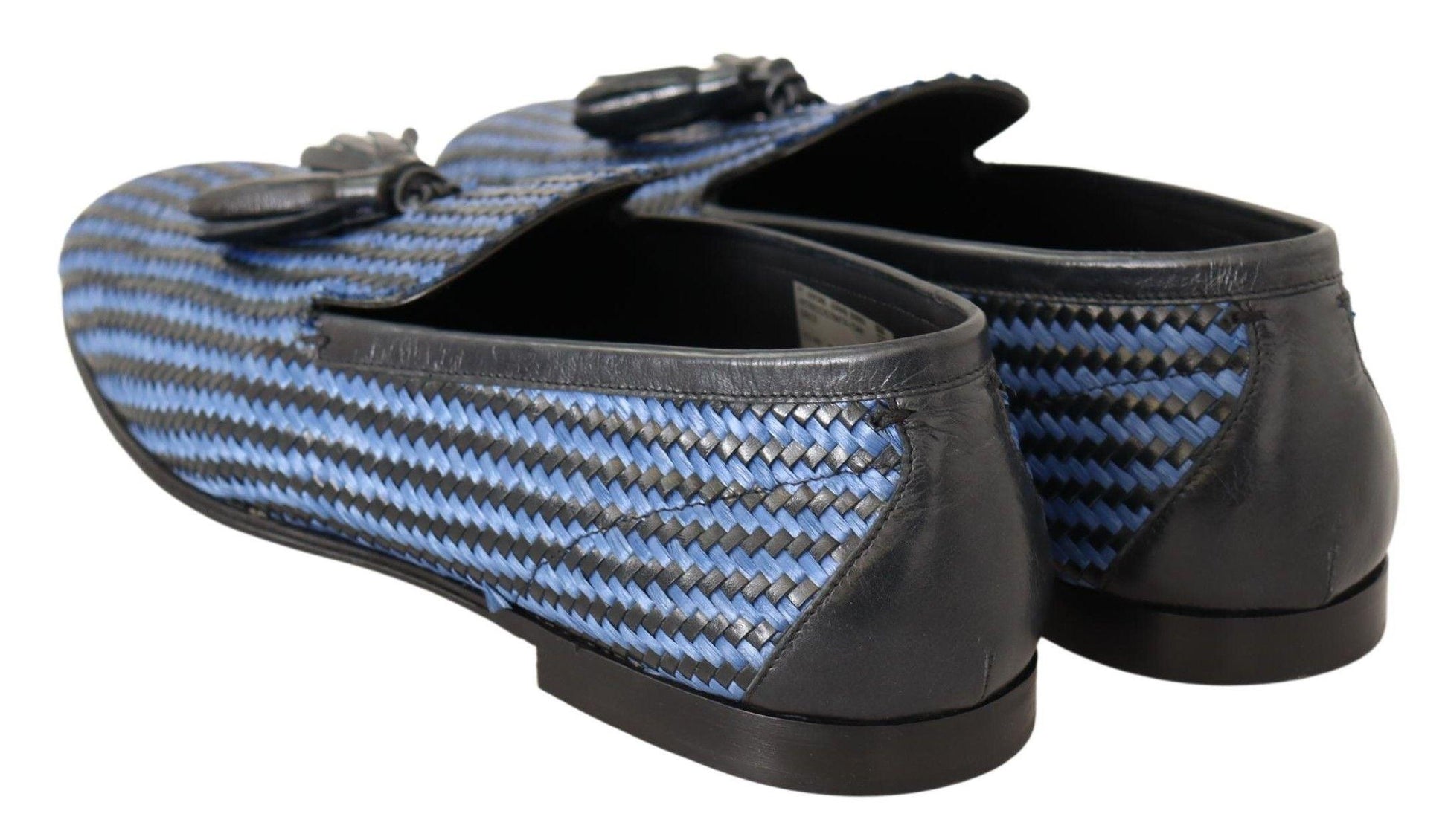 Blue Woven Leather Tassel Loafers Shoes - Designed by Dolce & Gabbana Available to Buy at a Discounted Price on Moon Behind The Hill Online Designer Discount Store