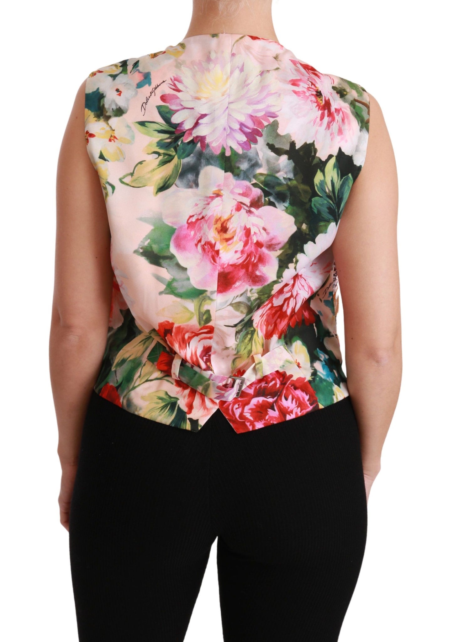 Dolce & Gabbana Ladies' Multicolor Floral Sleeveless Waistcoat Top Vest - Designed by Dolce & Gabbana Available to Buy at a Discounted Price on Moon Behind The Hill Online Designer Discount S