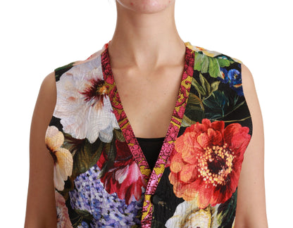 Dolce & Gabbana Ladies' Multicolor Floral Sleeveless Waistcoat Top Vest - Designed by Dolce & Gabbana Available to Buy at a Discounted Price on Moon Behind The Hill Online Designer Discount S