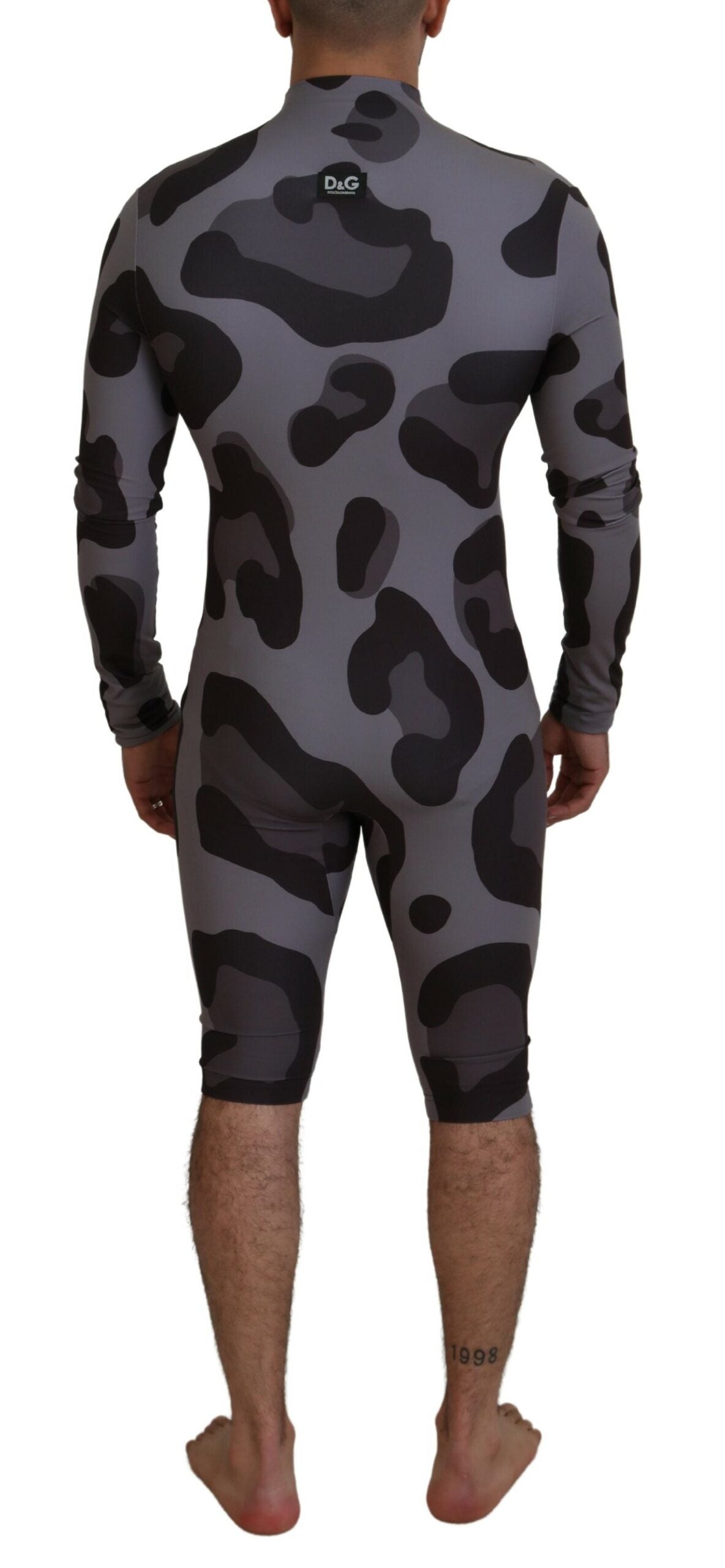Dolce & Gabbana Gray Patterned Polyester Wetsuit Swimwear - Designed by Dolce & Gabbana Available to Buy at a Discounted Price on Moon Behind The Hill Online Designer Discount Store
