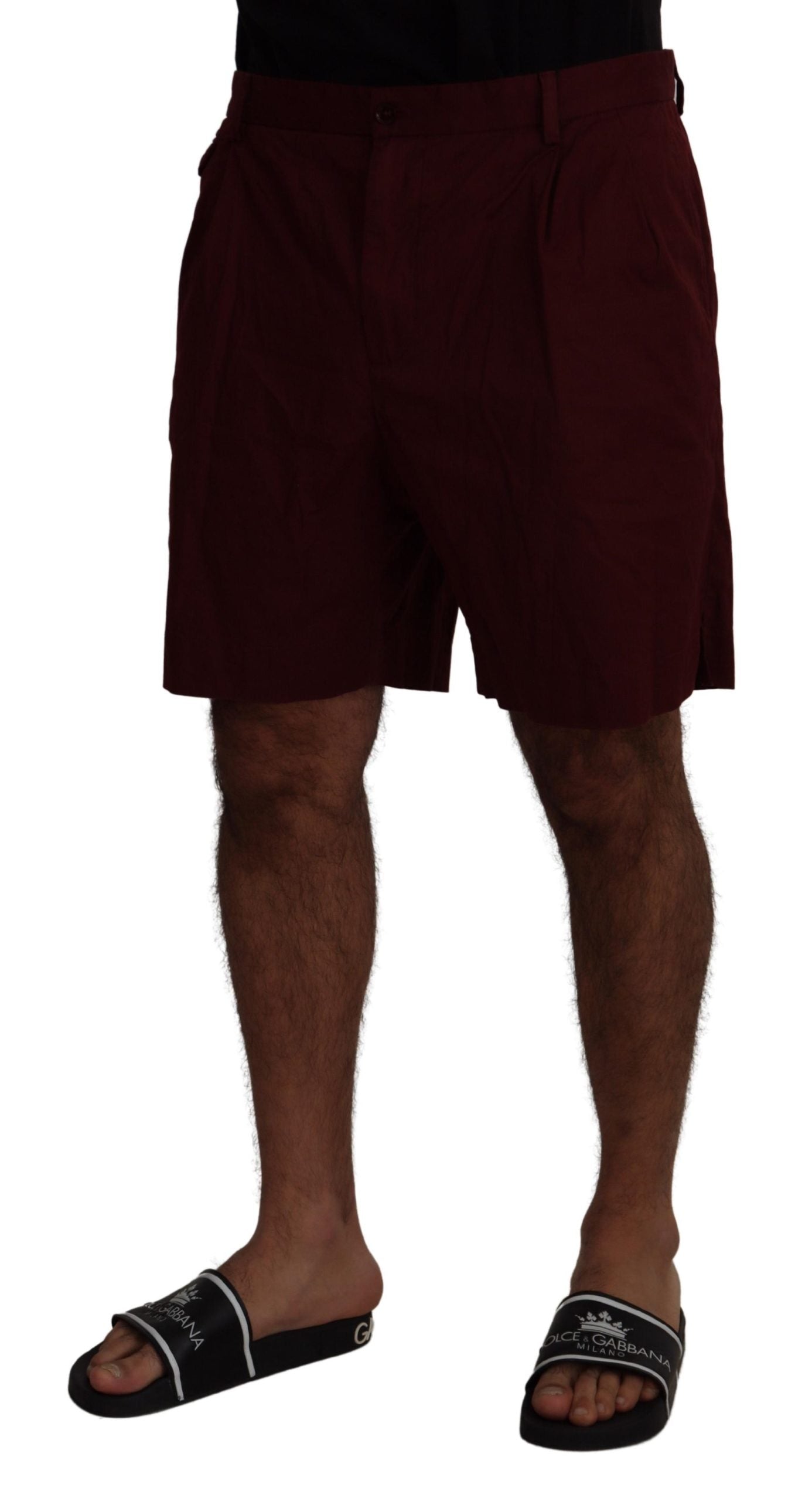 Dolce & Gabbana Men's Maroon Cotton Bermuda Casual Shorts - Designed by Dolce & Gabbana Available to Buy at a Discounted Price on Moon Behind The Hill Online Designer Discount Store