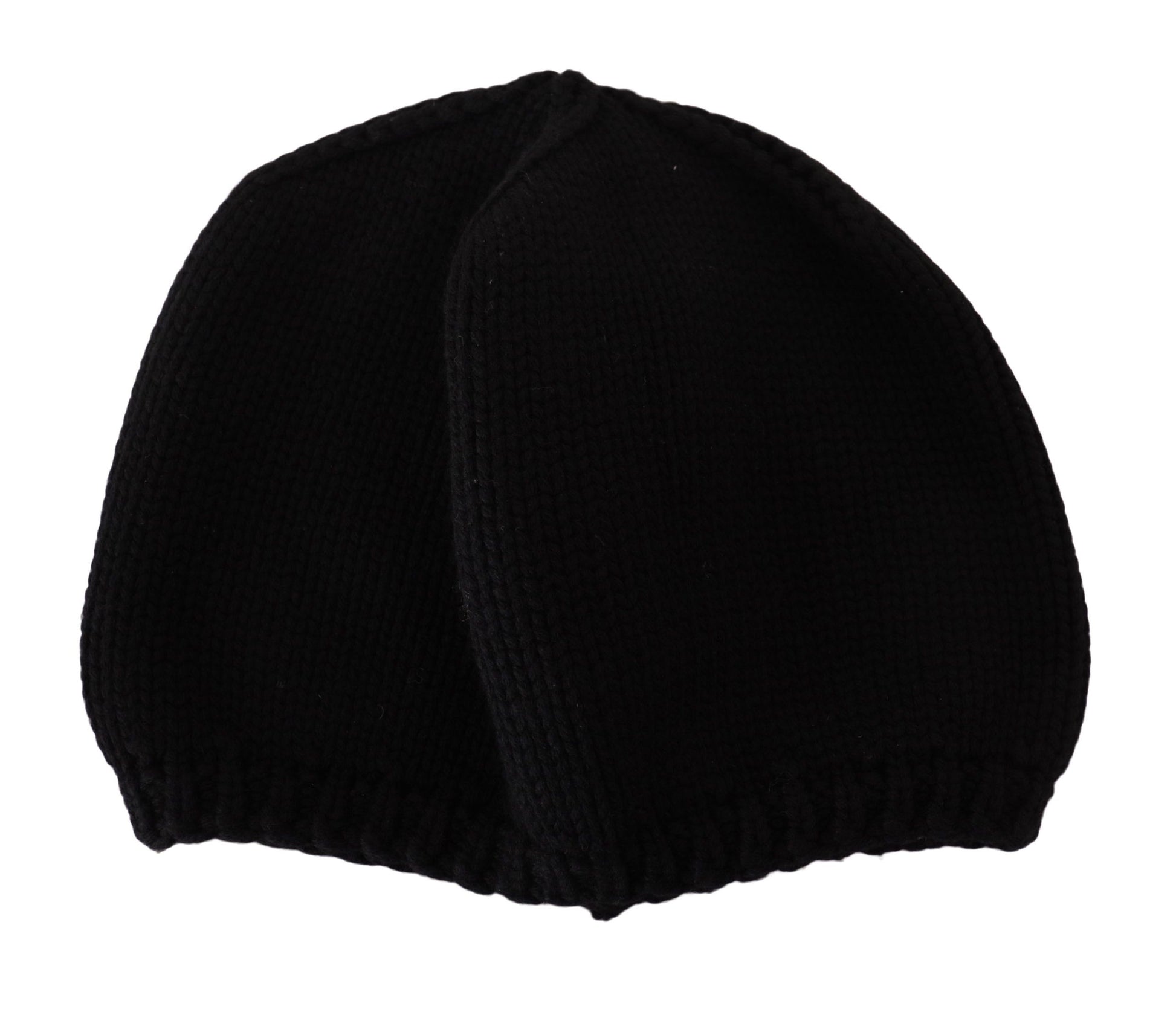 Black Virgin Wool Knitted Women Winter Beanie Hat - Designed by Dolce & Gabbana Available to Buy at a Discounted Price on Moon Behind The Hill Online Designer Discount Store