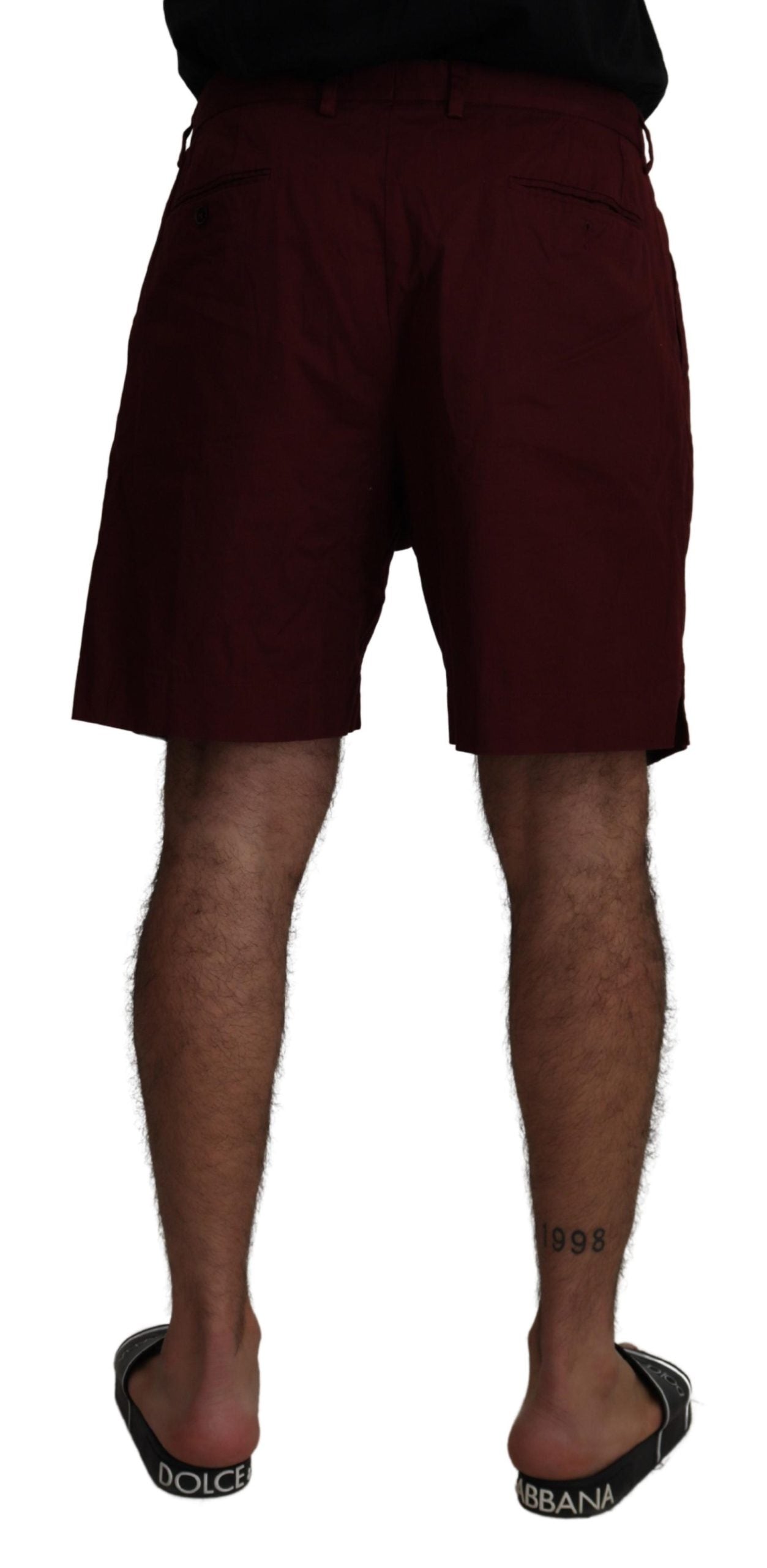 Dolce & Gabbana Men's Maroon Cotton Bermuda Casual Shorts - Designed by Dolce & Gabbana Available to Buy at a Discounted Price on Moon Behind The Hill Online Designer Discount Store