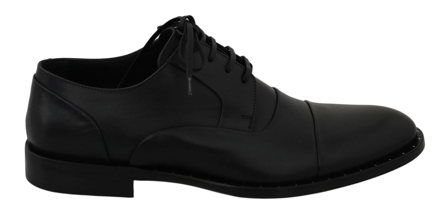 Black Leather Derby Formal Shoes - Designed by Dolce & Gabbana Available to Buy at a Discounted Price on Moon Behind The Hill Online Designer Discount Store