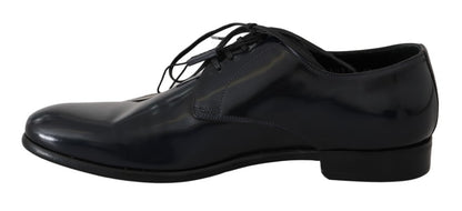 Blue Leather Polished Dress Derby Shoes - Designed by Dolce & Gabbana Available to Buy at a Discounted Price on Moon Behind The Hill Online Designer Discount Store