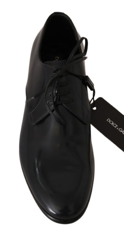 Blue Leather Polished Dress Derby Shoes - Designed by Dolce & Gabbana Available to Buy at a Discounted Price on Moon Behind The Hill Online Designer Discount Store