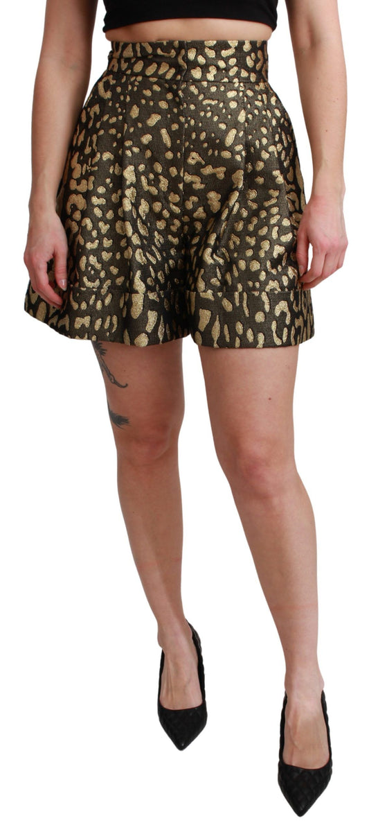 Black Gold High Waist Mini Cotton Shorts - Designed by Dolce & Gabbana Available to Buy at a Discounted Price on Moon Behind The Hill Online Designer Discount Store