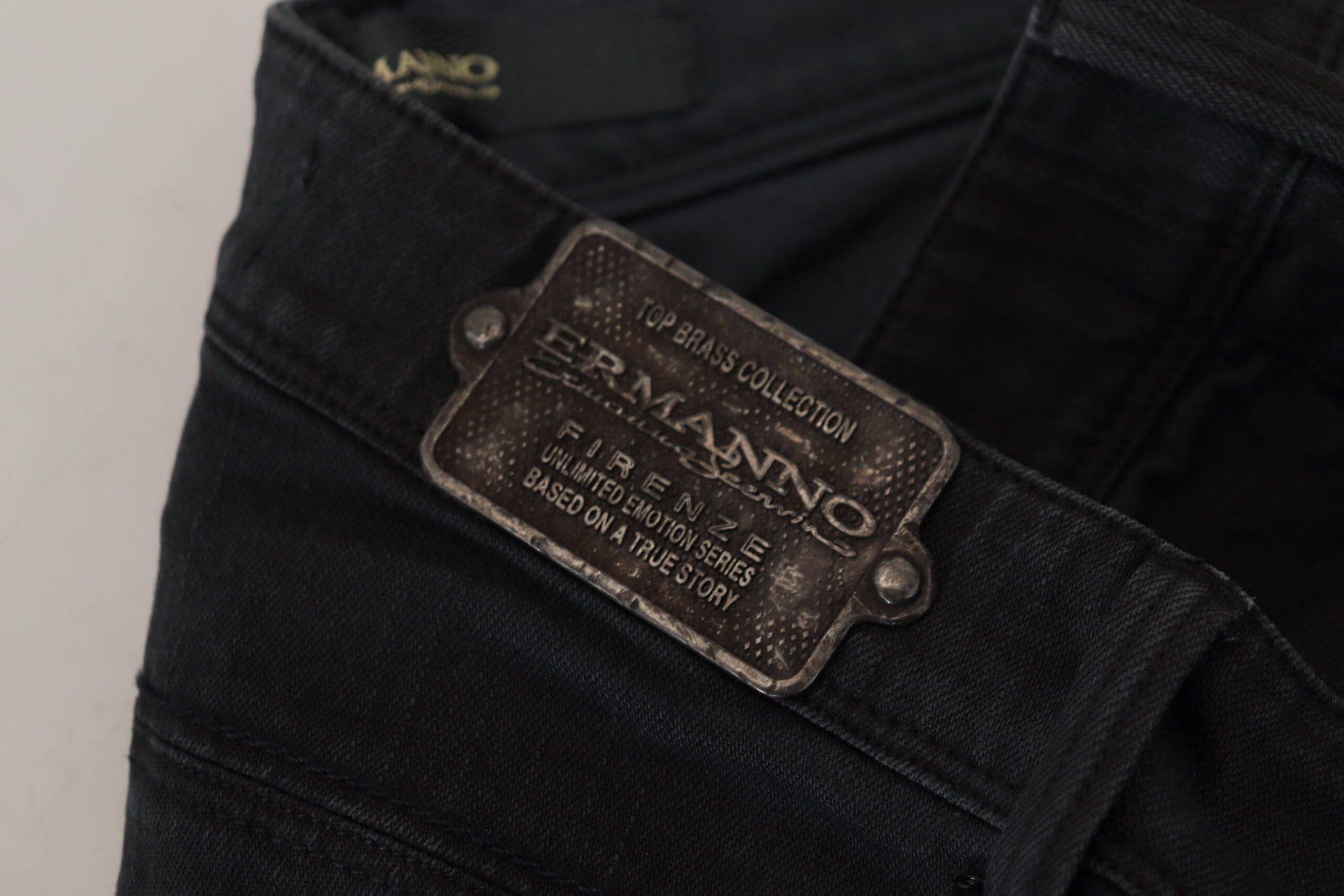 Ermanno Scervino Black Cotton Slim Fit Women Denim Jeans - Designed by Ermanno Scervino Available to Buy at a Discounted Price on Moon Behind The Hill Online Designer Discount Store