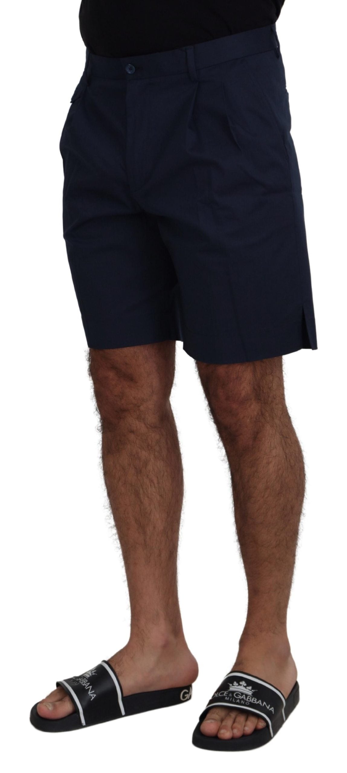 Dolce & Gabbana Men's Blue Chinos Cotton Stretch Casual Shorts - Designed by Dolce & Gabbana Available to Buy at a Discounted Price on Moon Behind The Hill Online Designer Discount Store
