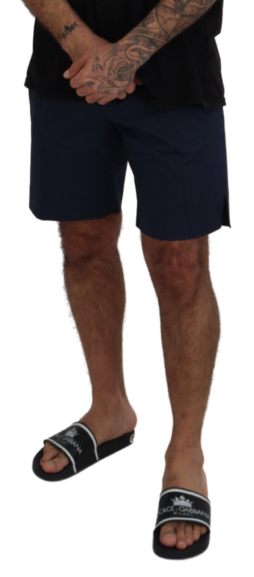 Dolce & Gabbana Men's Blue Chinos Cotton Stretch Casual Shorts - Designed by Dolce & Gabbana Available to Buy at a Discounted Price on Moon Behind The Hill Online Designer Discount Store