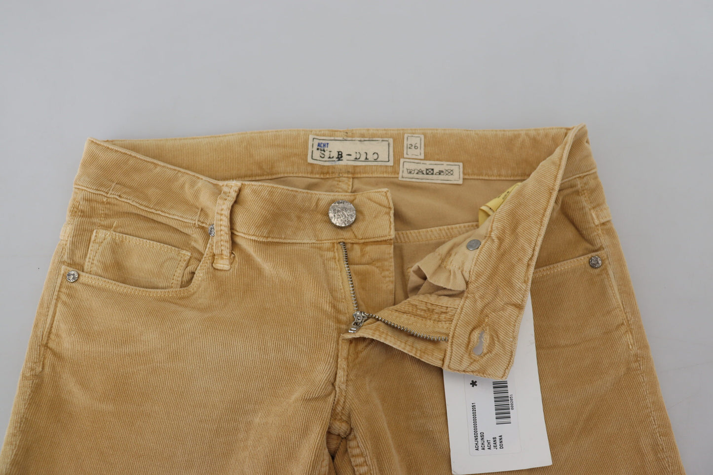 Acht Brown Cotton Corduroy Low Waist Women Casual Jeans - Designed by Acht Available to Buy at a Discounted Price on Moon Behind The Hill Online Designer Discount Store