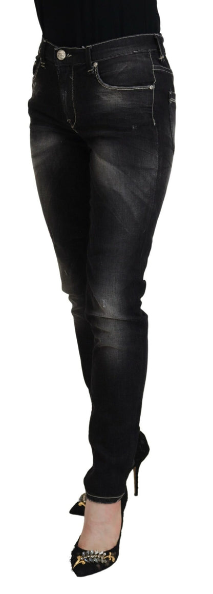 Acht Black Washed Mid Waist Tapered Women Casual Denim Jeans - Designed by Acht Available to Buy at a Discounted Price on Moon Behind The Hill Online Designer Discount Store