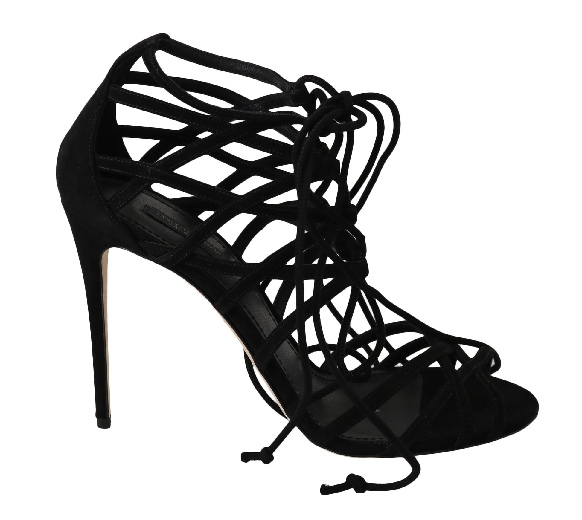 Black Suede Strap Stilettos Sandals - Designed by Dolce & Gabbana Available to Buy at a Discounted Price on Moon Behind The Hill Online Designer Discount Store