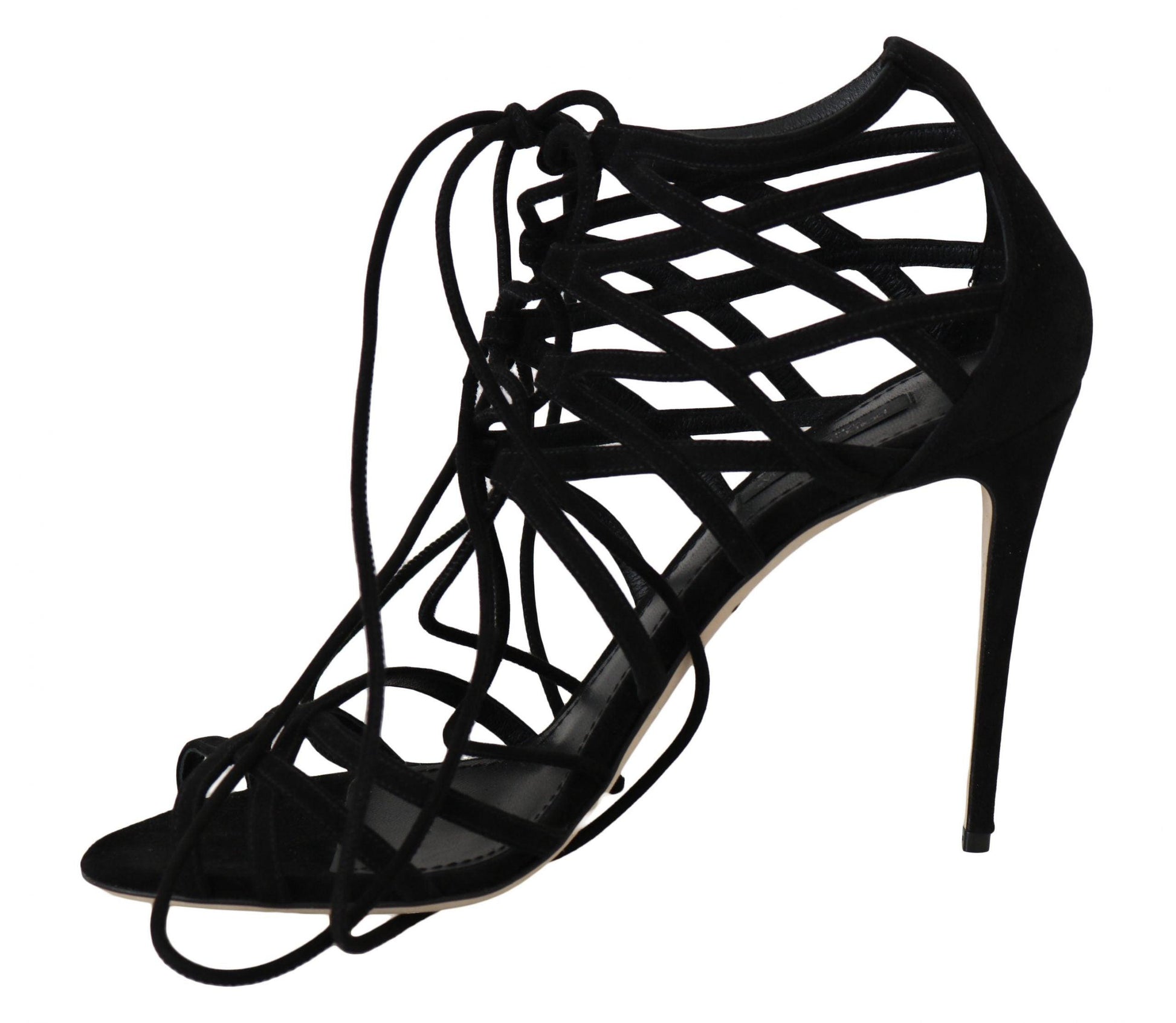 Black Suede Strap Stilettos Sandals - Designed by Dolce & Gabbana Available to Buy at a Discounted Price on Moon Behind The Hill Online Designer Discount Store